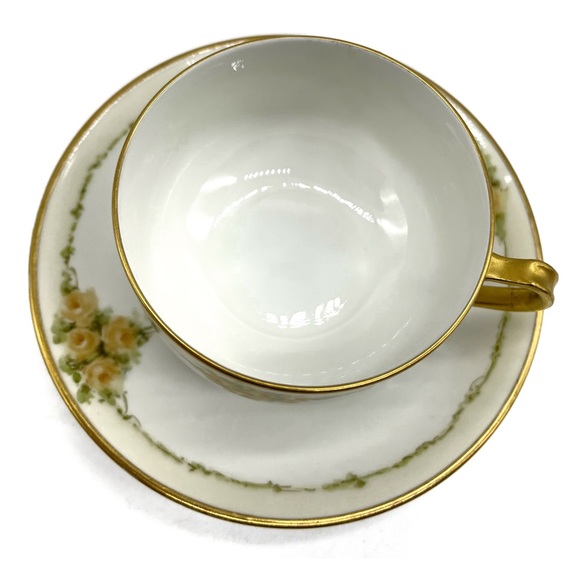 Vintage Haviland & Co Limoges Bone China Rose Porcelain France Tea Cup Saucer - Picture 2 of 4